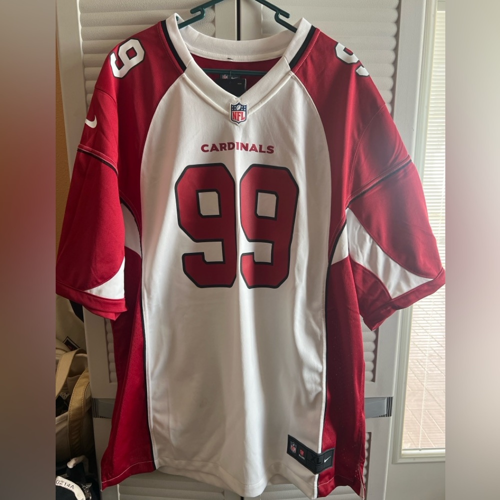 New with tags, men’s size XL on field Arizona Cardinals number 99 Watt jersey
